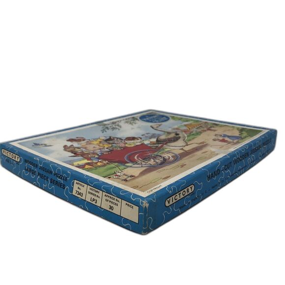 Victory Plywood Jig-Saw Puzzle Vintage 30 Piece Complete Animal Friends at Fair - Picture 8 of 16